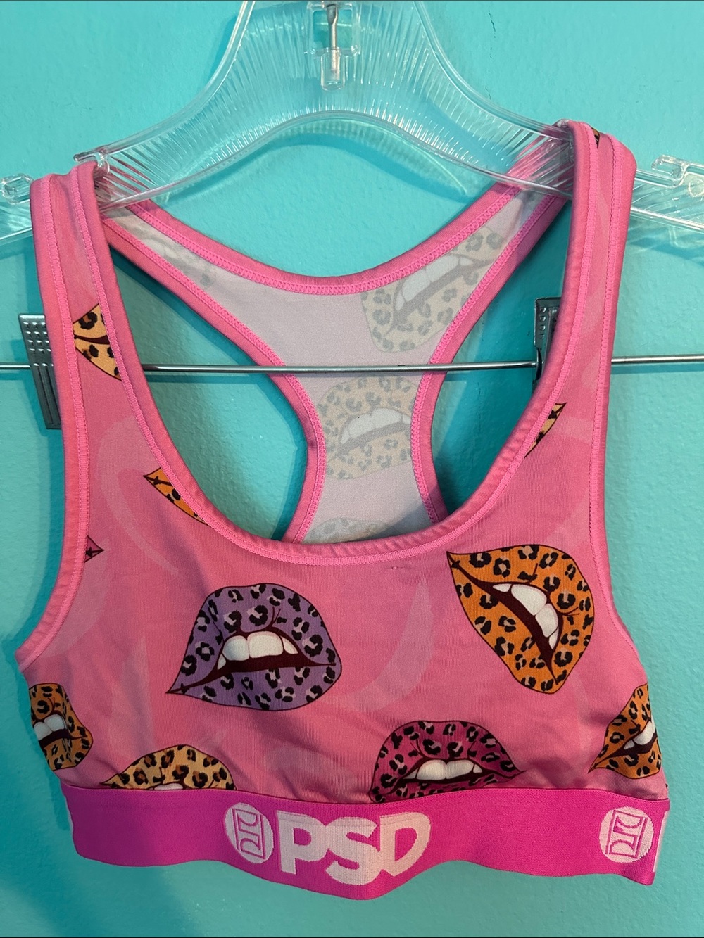 PSD Animal Print Lip Pattern Racerback Sports Bra S